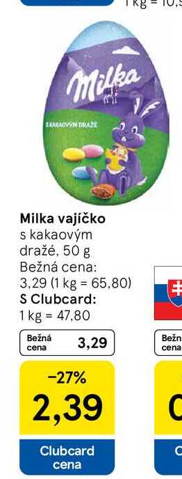 Milka vajíčko s kakaovým dražé, 50 g