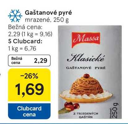 Gaštanové pyré mrazené, 250 g