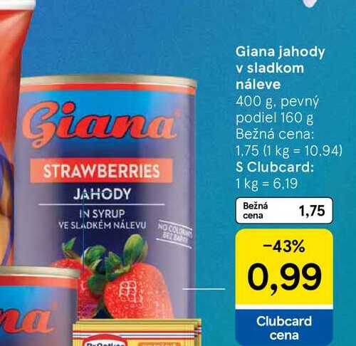 Giana jahody v sladkom náleve 400 g