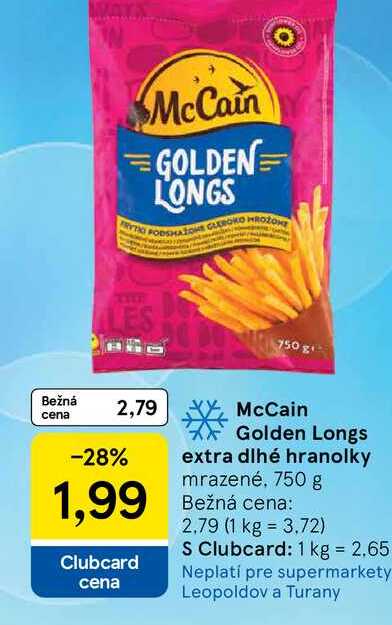McCain Golden Longs extra dlhé hranolky mrazené 750 g 