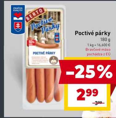 Poctivé párky 180 g