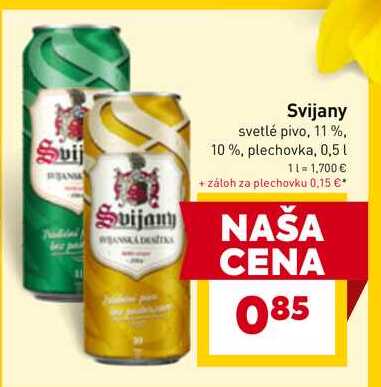 Svijany svetlé pivo, 10 %, plechovka, 0,5l