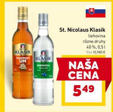 St. Nicolaus Klasik Liehovina rôzne druhy 40%, 0,5l