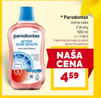 Parodontax ústna voda 2 druhy 500 ml 