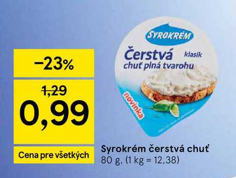 Syrokrém čerstvá chuť 80 g
