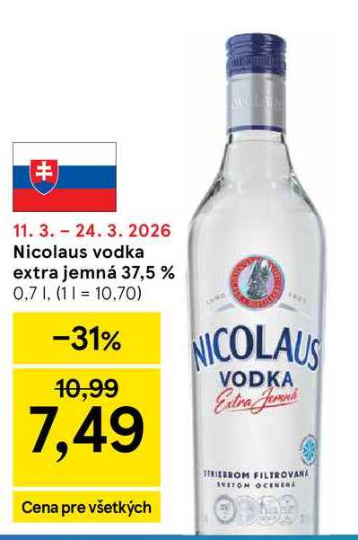 Nicolaus vodka extra jemná 37,5 % 0,7l