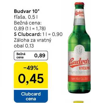 Budvar 10° fľaša, 0.5l