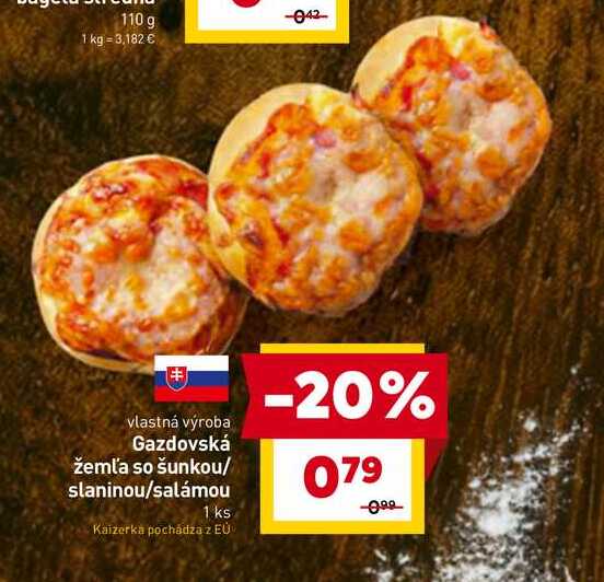 Gazdovská žemľa so šunkou/ slaninou/salámou 1 ks 