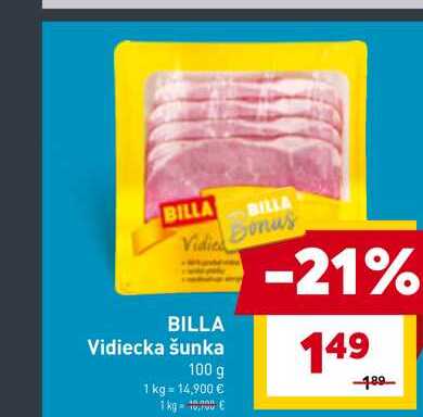 BILLA Vidiecka šunka 100 g 