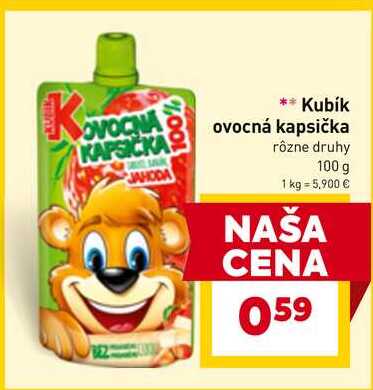 Kubík ovocná kapsička rôzne druhy 100 g