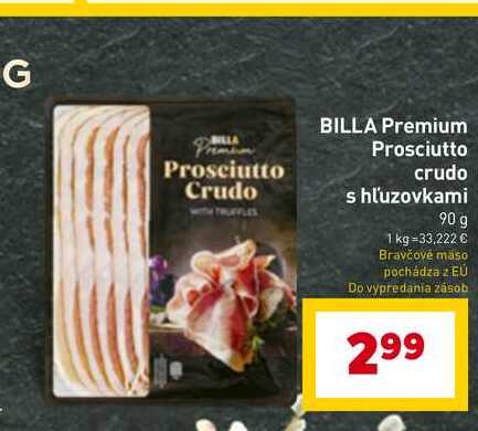 BILLA Premium Prosciutto crudo s hľuzovkami 90 g 