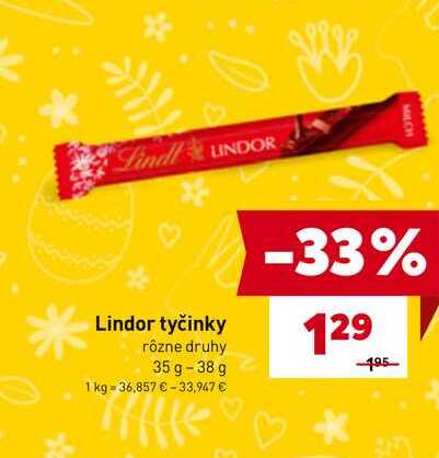 Lindor tyčinky rôzne druhy 35 g -38 g 