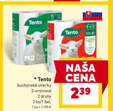 Tento kuchynské utierky 3-vrstvové 2 druhy 2 ks/1 bal. 