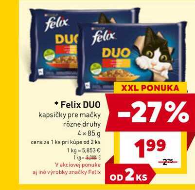 Felix DUO kapsičky pre mačky rôzne druhy 4x85 g 