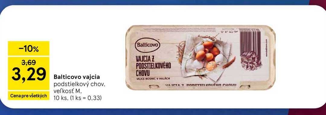 Balticovo vajcia podstielkový chov veľkosť M 10 ks