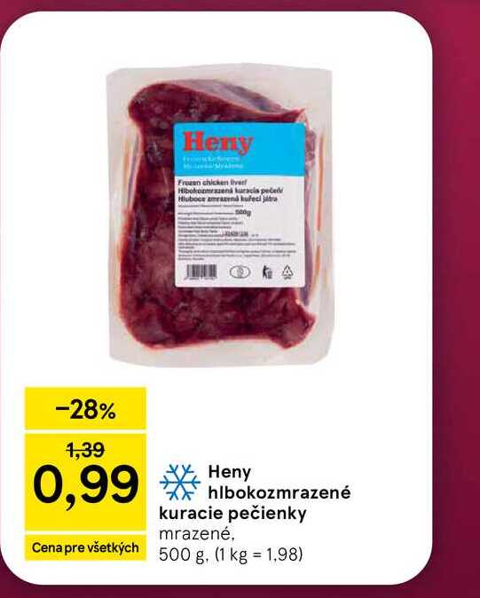 Heny hlbokozmrazené kuracie pečienky mrazené, 500 g