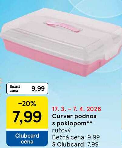 Curver podnos s poklopom ružový