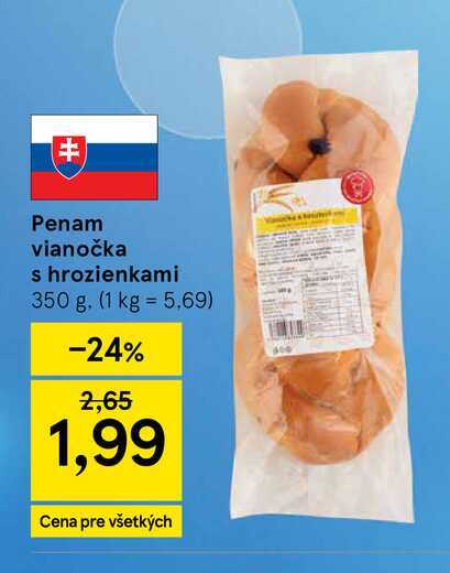Penam vianočka s hrozienkami 350 g