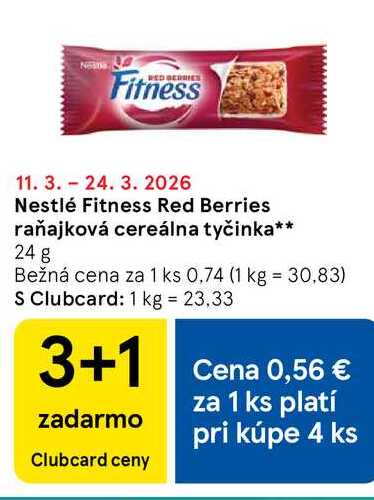 Nestlé Fitness Red Berries raňajková cereálna tyčinka 24 g