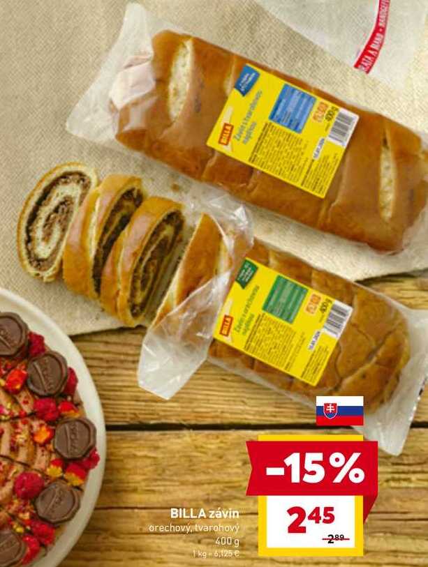BILLA závin orechový tvarohový 400 g