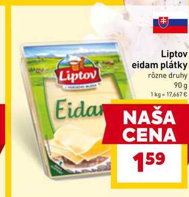 Liptov eidam plátky rôzne druhy 90g 