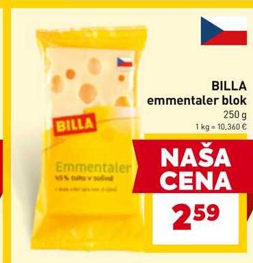 BILLA emmentaler blok 250 g 