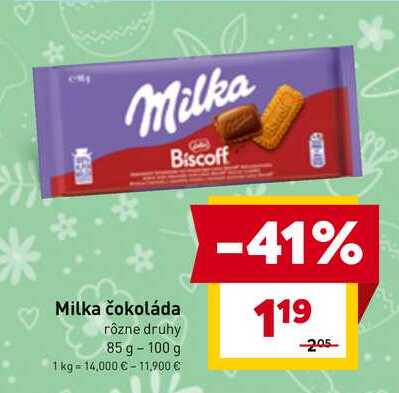 Milka čokoláda rôzne druhy 85 g