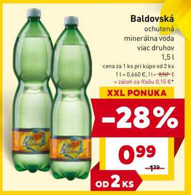 Baldovská ochutená minerálna voda viac druhov 1,5l v akcii