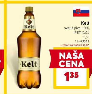 Kelt svetlé pivo, 10% PET fľaša 1,5l v akcii