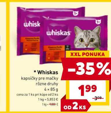 Whiskas kapsičky pre mačky rôzne druhy 4x85g