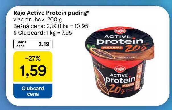 Rajo Active Protein puding viac druhov, 200 g