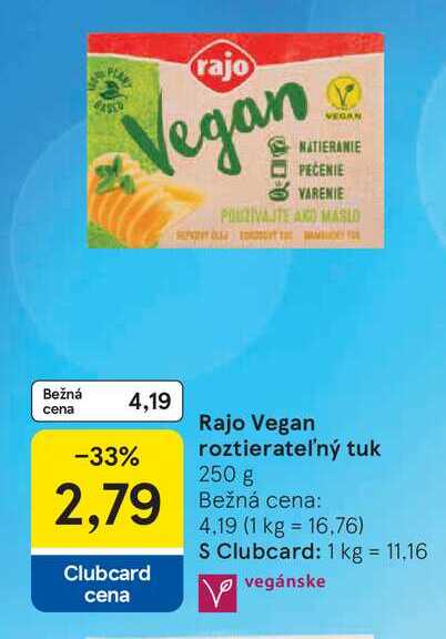 Rajo Vegan roztierateľný tuk 250 g