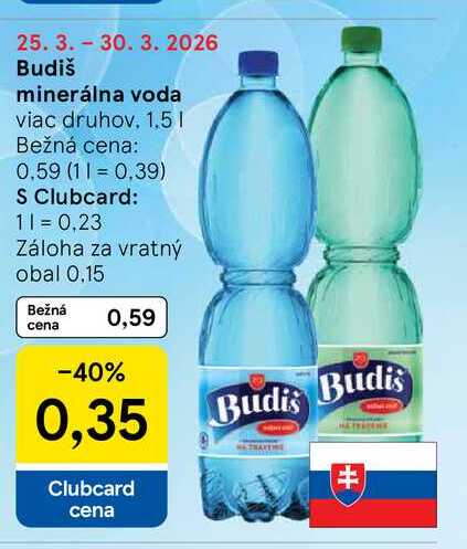 Budiš minerálna voda viac druhov 1,5l