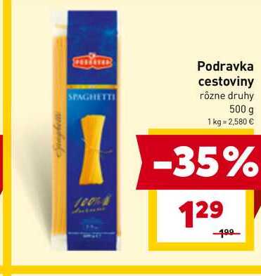Podravka cestoviny rôzne druhy 500 g