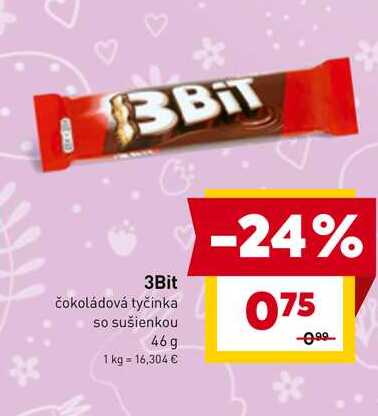 3Bit čokoládová tyčinka so sušienkou 46g