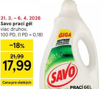 Savo prací gél viac druhov, 100 PD