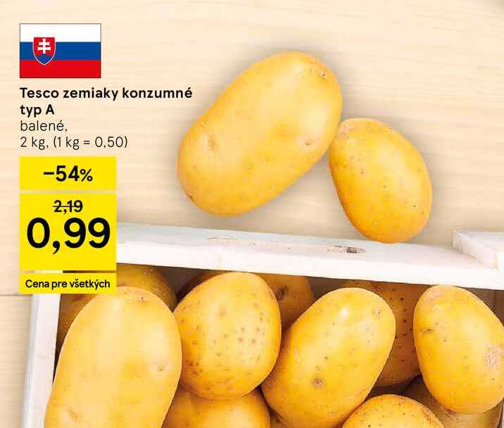 Tesco zemiaky konzumné typ A balené, 2 kg
