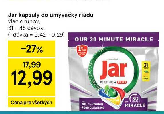 Jar kapsuly do umývačky riadu viac druhov, 31 - 45 dávok
