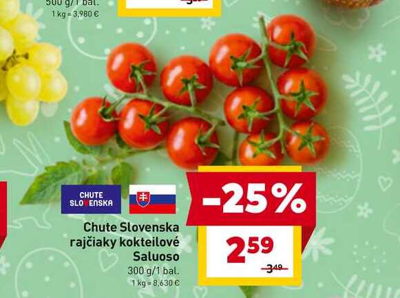 Chute Slovenska rajčiaky kokteilové Saluoso 300 g/1 bal. 