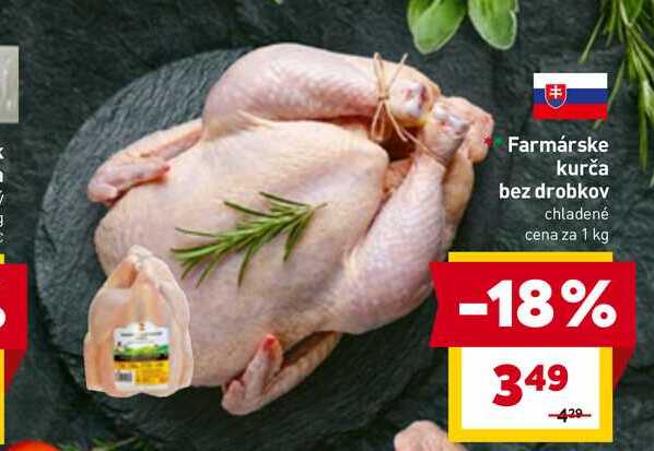 Farmárske kurča bez drobkov chladené cena za 1 kg