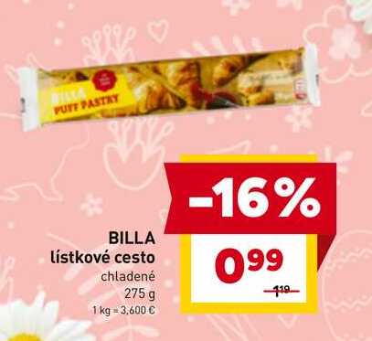 BILLA lístkové cesto chladené 275 g 