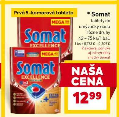 Somat tablety do umývačky riadu rôzne druhy 42-75 ks/1 bal. 