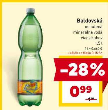Baldovská ochutená minerálna voda viac druhov 1,5l v akcii