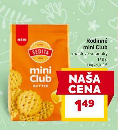 Rodinné mini Club maslové sušienky 160 g v akcii