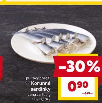Korunné sardinky cena za 100 g 