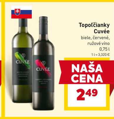 Topoľčianky Cuvée biele, červené, ružové víno 0,75l