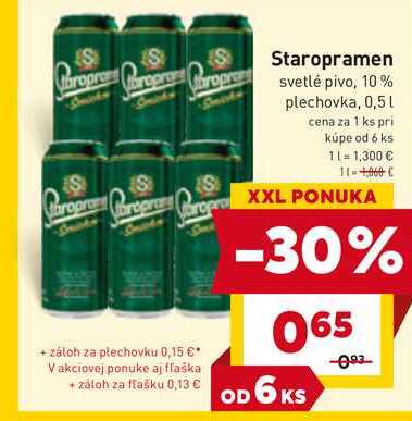 Staropramen svetlé pivo, 10% plechovka, 0,5l