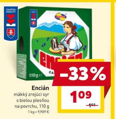 Encián mäkký zrejúci syr s bielou plesňou na povrchu, 110 g