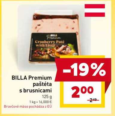 BILLA Premium paštéta s brusnicami 125 g