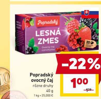 Popradský ovocný čaj rôzne druhy 40 g 